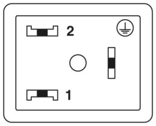 Схематический чертеж, Расположение контактов штекера электромагнитного клапана, тип В