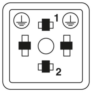 Схематический чертеж, Расположение контактов разъема электромагнитного клапана, исполнение С