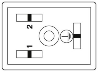 Схематический чертеж, Расположение контактов штекера электромагнитного клапана, типа BI