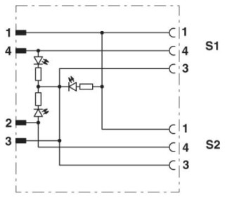 Электрическая схема, Расположение контактов Y-разветвителя М12