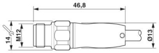 Чертеж, Штекер M12 х 1, прямой, экранированный