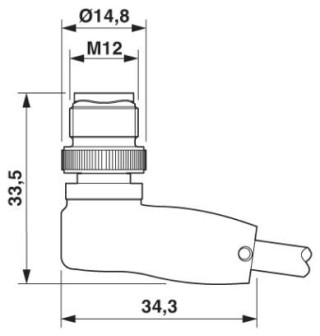 Чертеж, Штыревая часть разъема M12 х 1, угловая