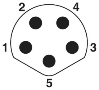 Схематический чертеж, Схема конт-в, штыревая часть, М8, 5-пол., мех. ключ В