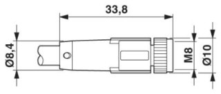 Чертеж, Розетка M8 x 1, прямая, экранированная