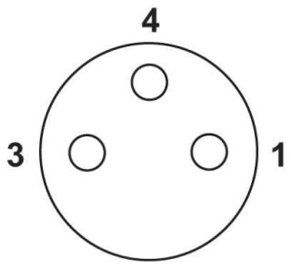 Схематический чертеж, Расположение контактов гнездового разъема М8, 3 контакта, вид со стороны гнездовой части