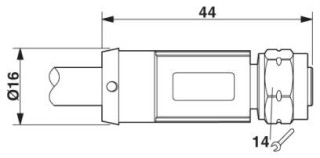 Чертеж, Гнездовая часть разъема M12 х 1, прямая