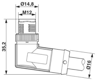 Чертеж, Штекер M12-SPEEDCON, угловой, экранированный