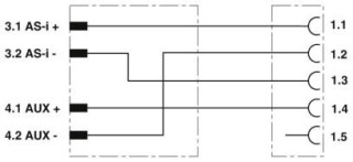 Электрическая схема, Расположение контактов разветвителя AS-Interface