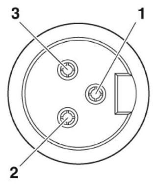 Схематический чертеж, Расположение контактов гнездового разъема 7/8'-16UNF, 3 контакта, вид со стороны гнездовой части