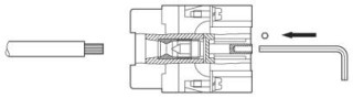 Схематический чертеж, Аксиальное соединение (торцовый шестигранник 2 мм)