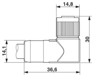 Чертеж, Розетка M12-SPEEDCON, угловая, экранированная