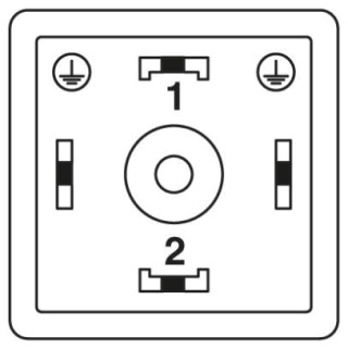 Схематический чертеж, Расположение контактов штекера электромагнитного клапана, тип A