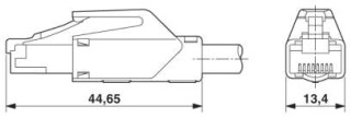 Чертеж, Размерный чертеж штекера RJ45