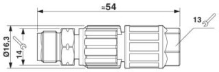 Чертеж, Вилка M12, прямая,, Зажимы QUICKON: 0,14 мм² ... 0,34 мм²