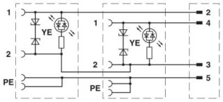 Электрическая схема, Схема контактов двойного разъема для электромагнитного клапана