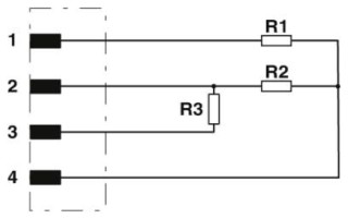 Электрическая схема, Расположение контактов нагрузочного резистора, значение сопротивления смотрите в технических данных