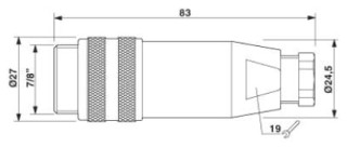 Чертеж, Вилка 7/8'-16UNF, прямая, Pg9