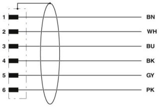 Электрическая схема, Цоколевка контактов штыревого разъема M8