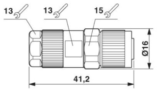 Чертеж, Гнездовая часть разъема M12 х 1, прямая