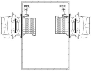 Схема применения, Положение при встраивании: подсоединение PE слева / справа (PEL / PER)