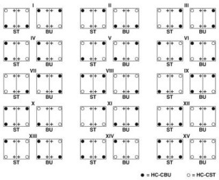 Схематический чертеж, Кодировка при помощи HC-CBU и HC-CST, для корпусов с двумя контактными вставками