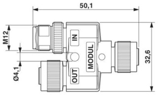 Чертеж, Штекер M12 x 1, Y-образный распределитель