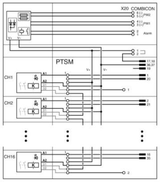 Электрическая схема, Схема соединений TC-2D37SUB-DO16-ESD-AR-UNI