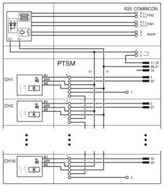 Электрическая схема, Схема соединений TC-2D37SUB-DO16-F&G-AR-UNI