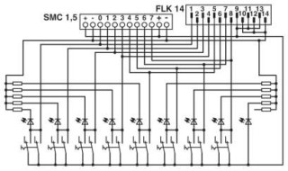 Электрическая схема, Схема подключения UM 45-DI/DO/S/LA/SIM8