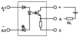Электрическая схема, Выход: 2 проводника, без соединения с корпусом, подключение к положительному полюсу