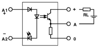 Электрическая схема, Выход: 2 проводника, без соединения с корпусом, подключение к отрицательному полюсу