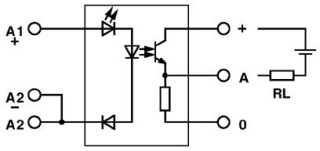 Электрическая схема, Выход: 2 проводника, без соединения с корпусом, подключение к положительному полюсу