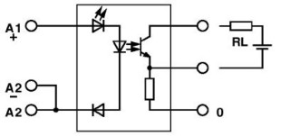 Электрическая схема, Выход: 2 проводника, без соединения с корпусом, подключение к отрицательному полюсу