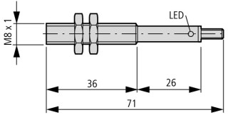 Индуктивный датчик, DC, цилиндрический 8, метал, M12