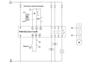 Электрическая схема, Двухканальная схема контроля защитной дверцы