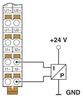 Схема подключения, Пассивный датчик давления на дифференциальном входе тока