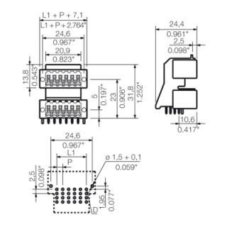 Штекерный соединитель печат S2LD-THR 3.50/24/90LF 3.2SN BK BX