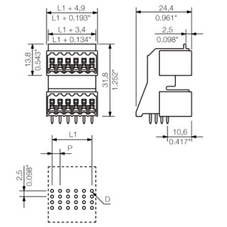Штекерный соединитель печат S2LD-THR 3.50/16/90G 3.2SN BK BX